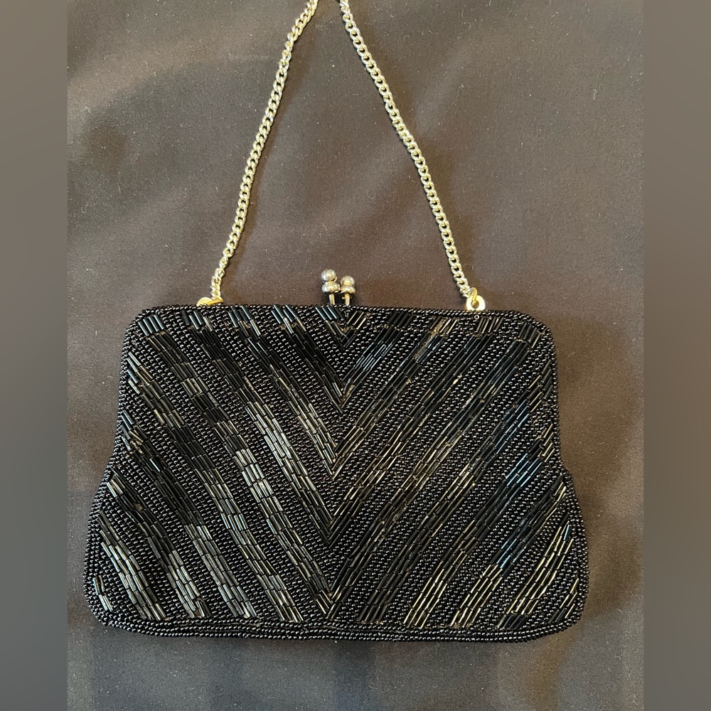 Vintage 1950’s Black Beaded Clutch